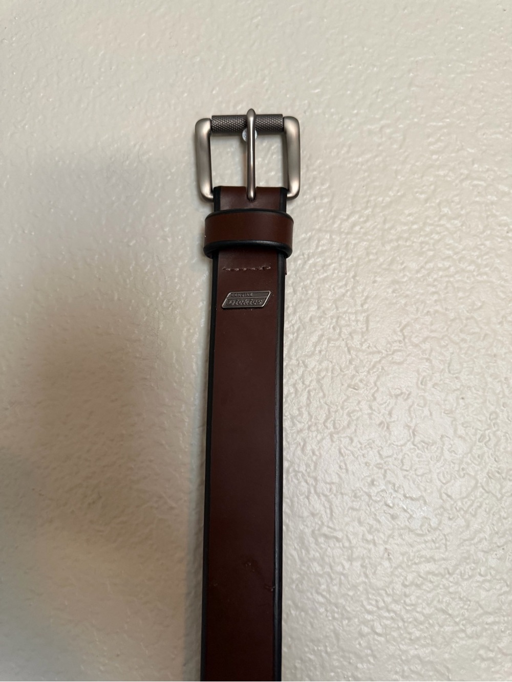 Dickies Brown Leather Belt with Silver Buckle